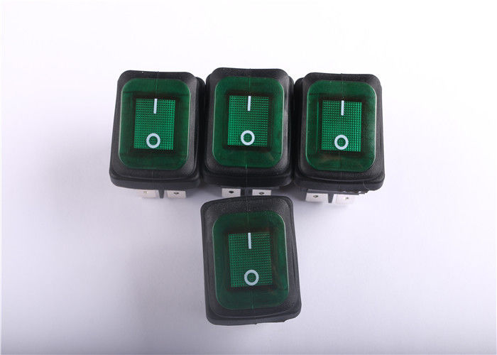 PDST Green Waterproof Rocker Switch Illuminated For Medical Facilities